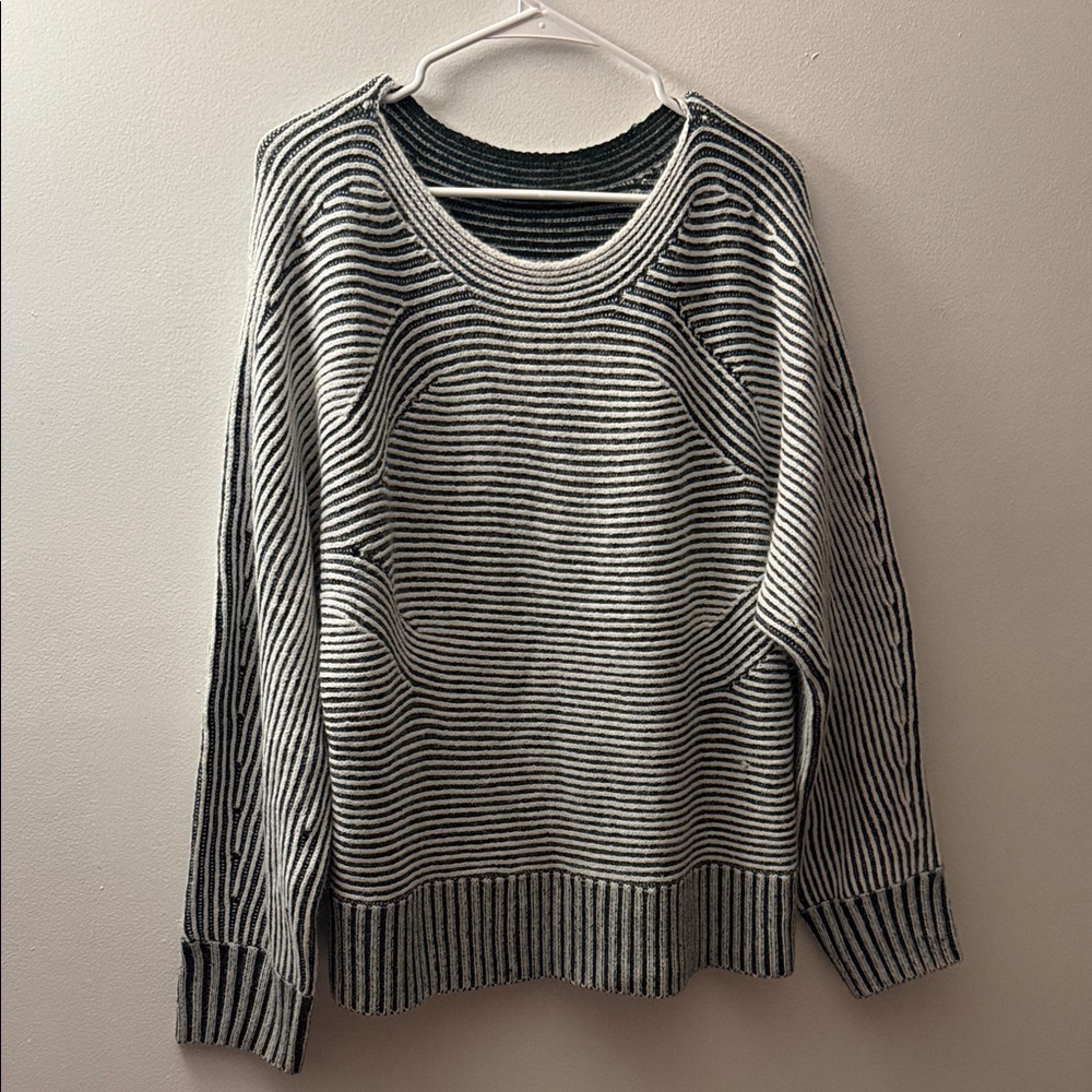 DAVI & DANI Black and White Striped Sweater